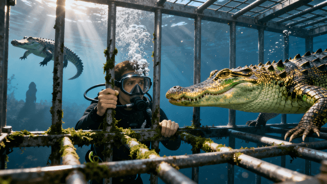 Crocodile cage diving