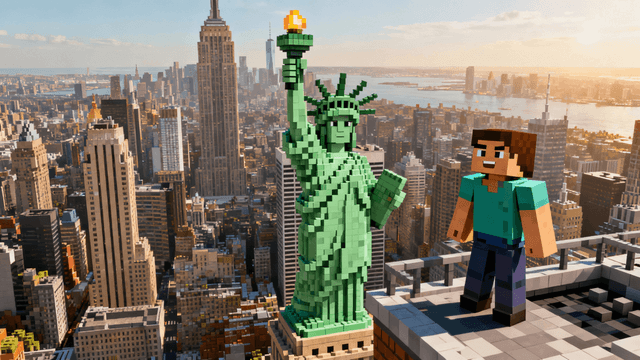 ai thumbnail maker online thumbnail example - I built new york city in Minecraft